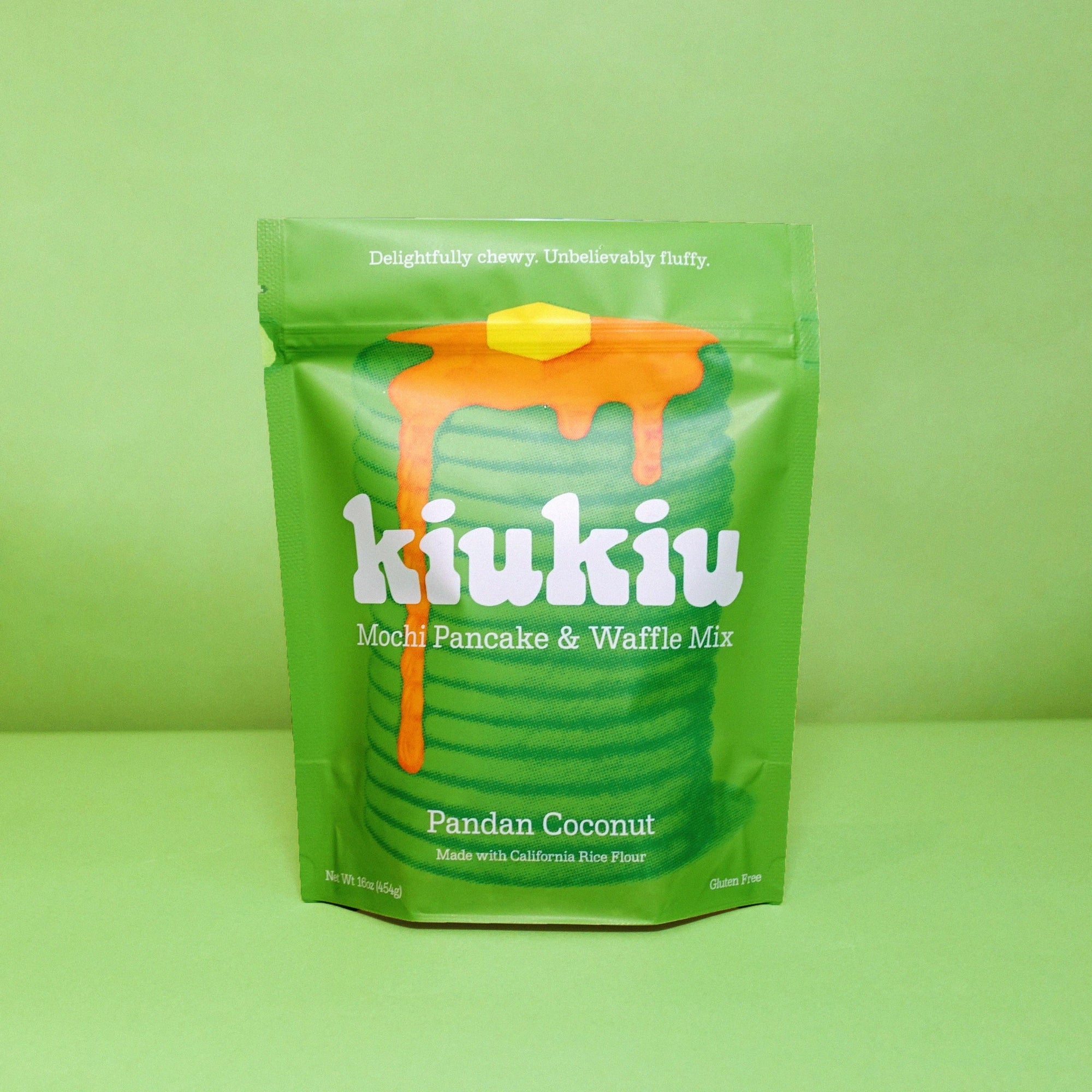KiuKiu Mochi Pancake & Waffle Mix Pandan Coconut Packaging Bag Pouch Green
