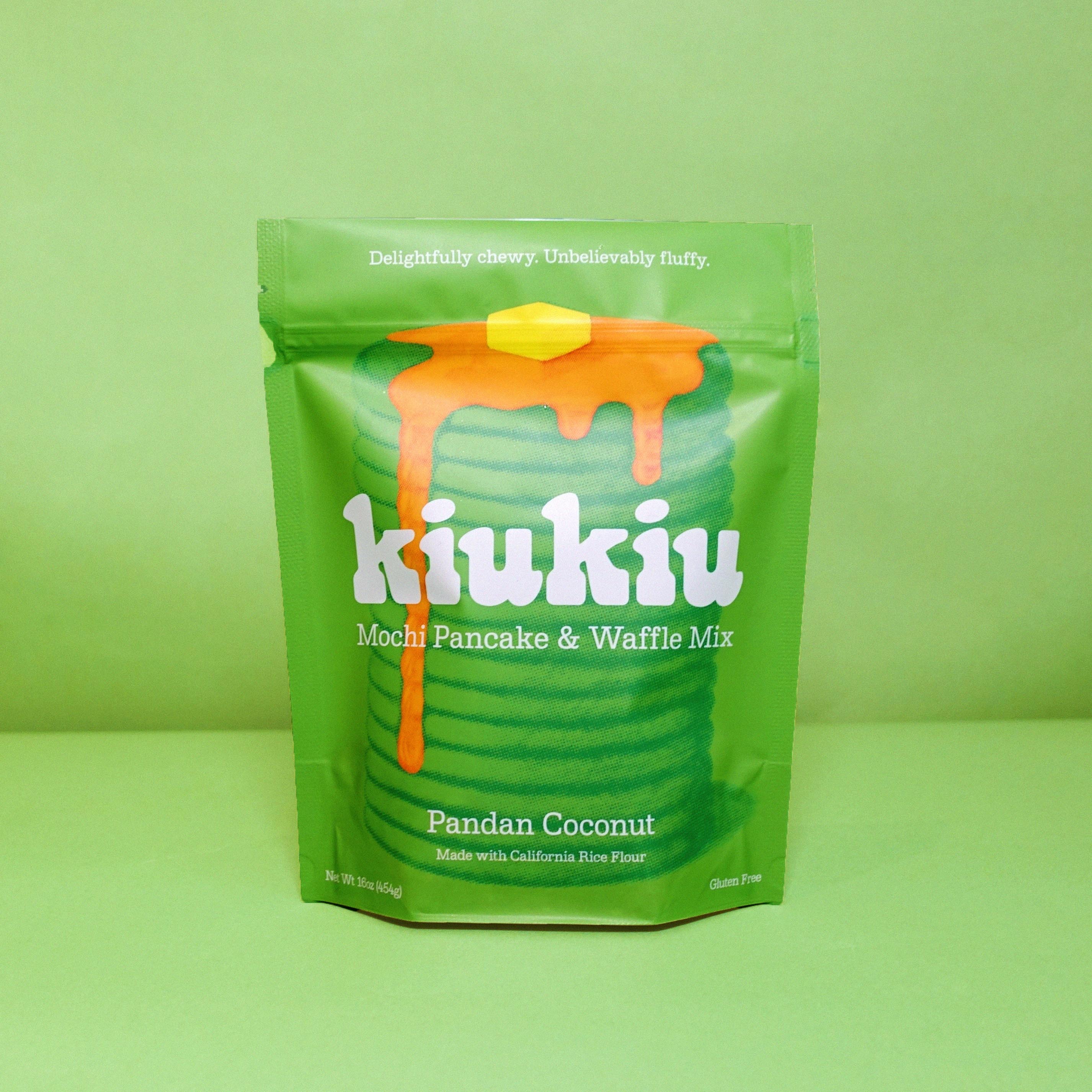 KiuKiu Mochi Pancake & Waffle Mix Pandan Coconut Packaging Bag Pouch Green